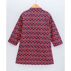 Babyhug Full Sleeves Kurta Dhoti Set Printed - Red Navy Blue
