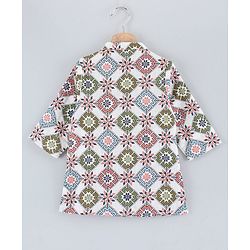 Babyhug Full Sleeves Printed Kurta and Dhoti Set - Off White Red