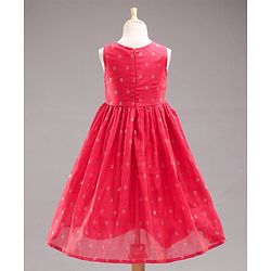 Babyhug Sleeveless Ethnic Dress with Floral Print - Red