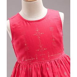 Babyhug Sleeveless Ethnic Dress with Floral Print - Red