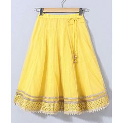 Babyhug Sleeveless Choli & Lehenga Set With Dupatta Floral Embroidery - Yellow