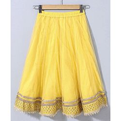 Babyhug Sleeveless Choli & Lehenga Set With Dupatta Floral Embroidery - Yellow