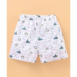 Babyhug Knee Length Cotton Quick Dry Boxers Check Submarine And Space Print Pack Of 3 - Blue Red White