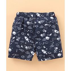 Babyhug Knee Length Cotton Quick Dry Boxers Check Submarine And Space Print Pack Of 3 - Blue Red White