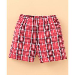 Babyhug Knee Length Cotton Quick Dry Boxers Check Submarine And Space Print Pack Of 3 - Blue Red White
