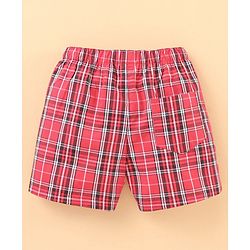 Babyhug Knee Length Cotton Quick Dry Boxers Check Submarine And Space Print Pack Of 3 - Blue Red White