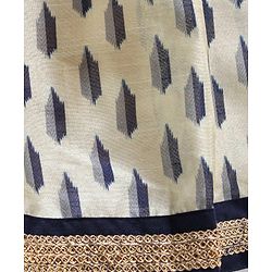 Babyhug Sleeveless Embroidered Choli Lehenga and Dupatta Set All Over Printed - Royal Blue Cream - 18-24m Off White/Cream