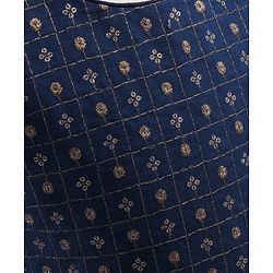 Babyhug Sleeveless Embroidered Choli Lehenga and Dupatta Set All Over Printed - Royal Blue Cream - 18-24m Off White/Cream