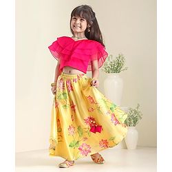 Babyhug Half Sleeves Top and Skirt Printed - Yellow - 18-24m Yellow