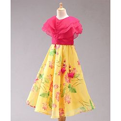 Babyhug Half Sleeves Top and Skirt Printed - Yellow - 18-24m Yellow