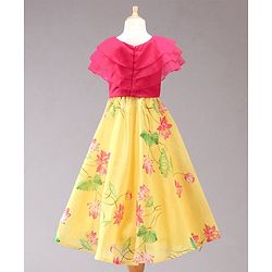Babyhug Half Sleeves Top and Skirt Printed - Yellow - 18-24m Yellow