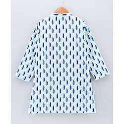 Babyhug Full Sleeves Cotton Kurta & Pyjama Set Printed - Navy Blue