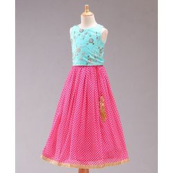 Babyhug Sleeveless Embroidered Lehenga Choli with Dupatta with Sequins - Pink