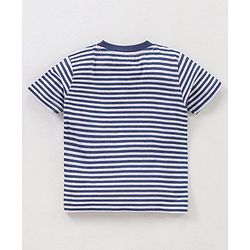 Babyhug Half Sleeves T-Shirt & Dungaree Set Striped & Tiger Print & Applique - Blue Yellow
