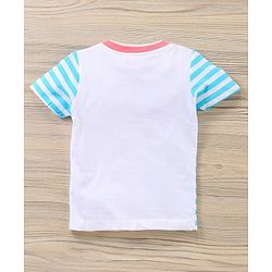 Babyhug Half Sleeves T-Shirt & Shorts Stripes & Car Print - White Pink