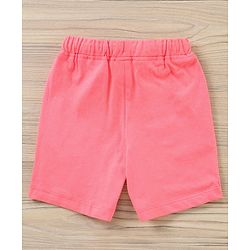 Babyhug Half Sleeves T-Shirt & Shorts Stripes & Car Print - White Pink