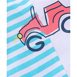 Babyhug Half Sleeves T-Shirt & Shorts Stripes & Car Print - White Pink