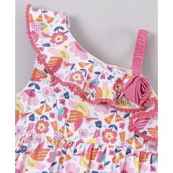 Babyhug Sleeveless Frock Flower Applique - White