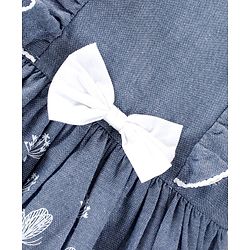 Babyhug Cap Sleeves Frock Floral Print- Blue