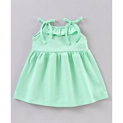 Babyhug 100% Cotton Singlet Sleeves Solid Frock With Bloomer - Mint