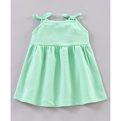 Babyhug 100% Cotton Singlet Sleeves Solid Frock With Bloomer - Mint
