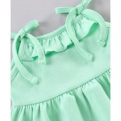 Babyhug 100% Cotton Singlet Sleeves Solid Frock With Bloomer - Mint