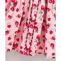 Babyhug Half Sleeves Frock Strawberry Print - Pink