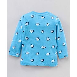 Babyhug Full Sleeves Pyjama Set Text & Star Print - Blue
