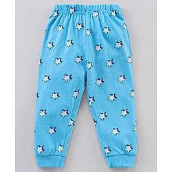 Babyhug Full Sleeves Pyjama Set Text & Star Print - Blue
