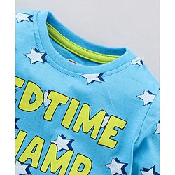 Babyhug Full Sleeves Pyjama Set Text & Star Print - Blue