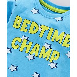 Babyhug Full Sleeves Pyjama Set Text & Star Print - Blue