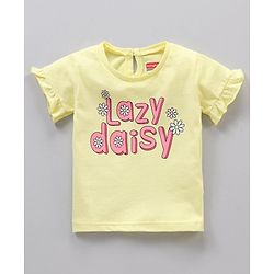 Babyhug Cotton Half Sleeves Pajama Set Text Printed - Pink Yellow