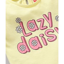 Babyhug Cotton Half Sleeves Pajama Set Text Printed - Pink Yellow