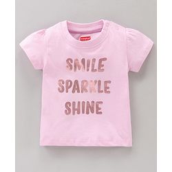 Babyhug Cotton Half Sleeves Pajama Set Text Printed - Pink White