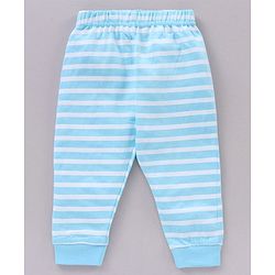 Babyhug Half Sleeves Striped Night Suit Text Print - Blue