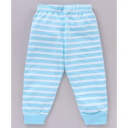 Babyhug Half Sleeves Striped Night Suit Text Print - Blue