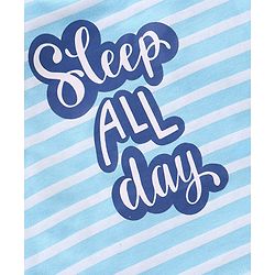 Babyhug Half Sleeves Striped Night Suit Text Print - Blue