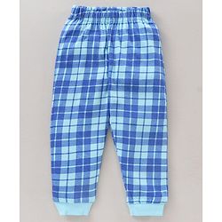 Babyhug Half Sleeves Pyjama Set Checks & Text Print- Blue