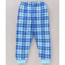 Babyhug Half Sleeves Pyjama Set Checks & Text Print- Blue