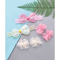 Babyhug Hair Accessories Combo Pack of 6 - Pink & White