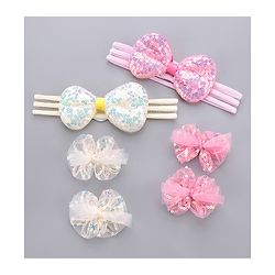 Babyhug Hair Accessories Combo Pack of 6 - Pink & White