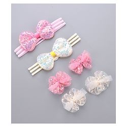 Babyhug Hair Accessories Combo Pack of 6 - Pink & White