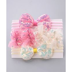 Babyhug Hair Accessories Combo Pack of 6 - Pink & White