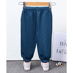 Babyhug Full Length Ribbed Waist Lounge Pant - Grey Blue