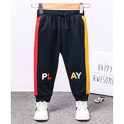 Babyhug Full Length Track Pant Play Print - Navy