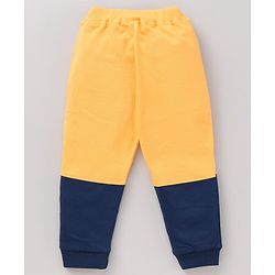 Babyhug Knit Lounge Pants Placement Print - Yellow Navy Blue