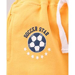 Babyhug Knit Lounge Pants Placement Print - Yellow Navy Blue