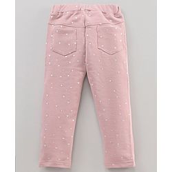 Babyhug Knit Full Length Jeggings Star Print - Pink