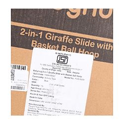 Babyhug 2 in 1 Giraffe Slide with Basket Ball Hoop - Blue and Grey