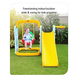 Babyhug 3 in 1 Swing and Slide with Basket Ball Hoop - Blue & Yellow